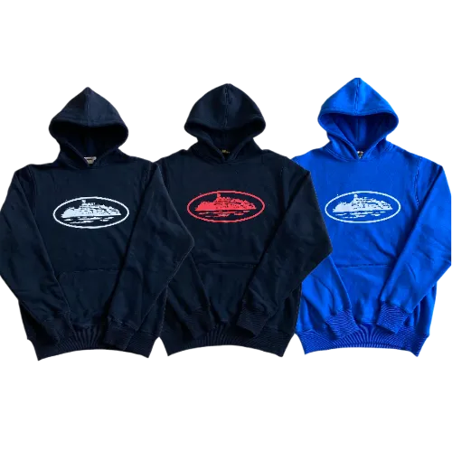 corteiz hoodie blue - black - blacK/RED