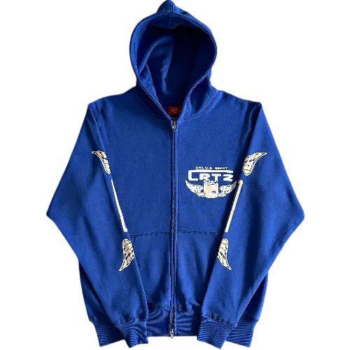 corteiz hoodie zip up gasolina blue